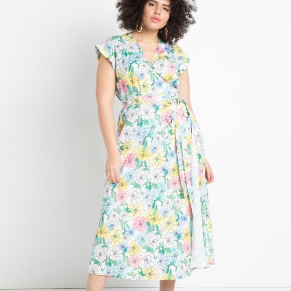 ELOQUII true wrap satin dress. Size 22 NWT